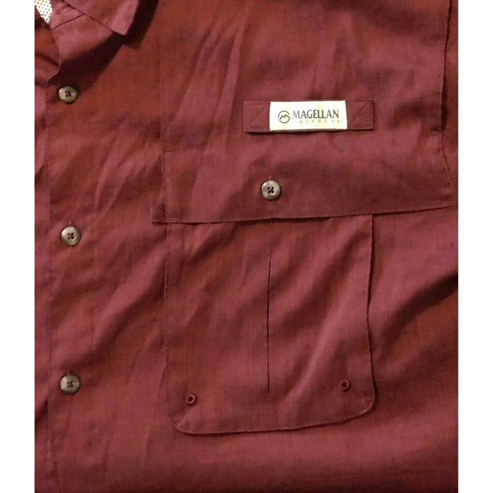 Magellan Fish Gear Shirt XL Maroon Relaxed Fit Adjustable Long Sleeves Vented - Picture 3 of 9